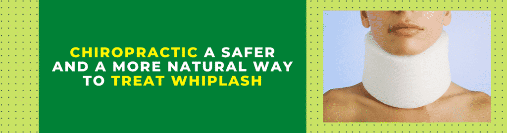 Illustration depicting chiropractic treatment as a natural and safe approach to healing whiplash injuries.
