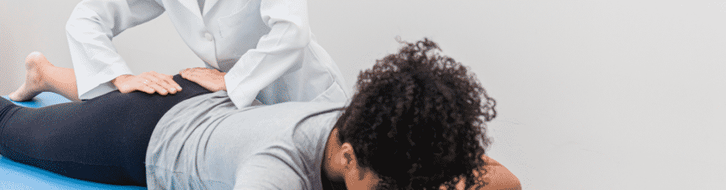 Patient undergoing a chiropractic spinal correction session.