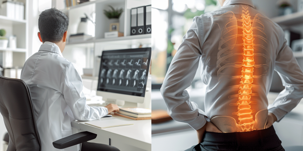 Illustration depicting a person experiencing relief from back pain through chiropractic treatment, engaging in daily activities with ease.