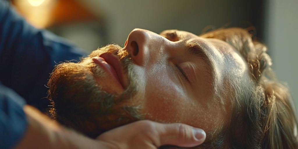Illustration depicting a chiropractor providing care to a patient with chronic pain.