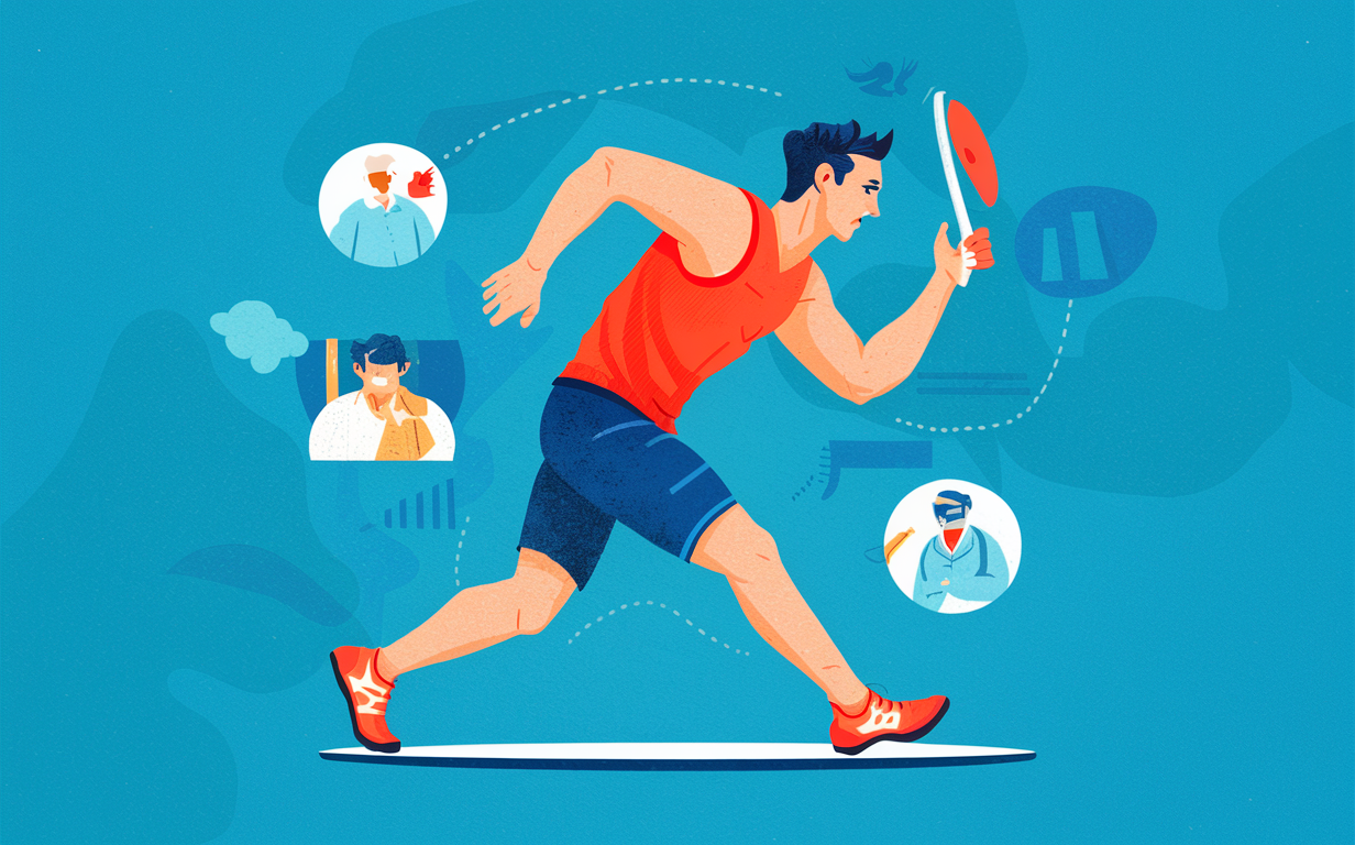 Chiropractic Care: Bridging Athletics and Sports Science An illustration depicting the integration of chiropractic care and sports science, with athletes in action alongside a chiropractor analyzing data and providing treatment to optimize athletic performance.