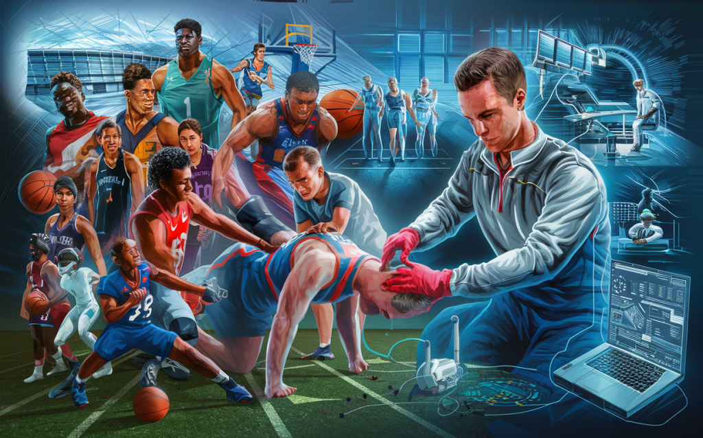 An illustration of a runner in athletic wear sprinting with determination, surrounded by dynamic graphics and the text 'Go To Dlims Chiropractic', depicting chiropractic care's role in enhancing athletic performance and unlocking physical potential.